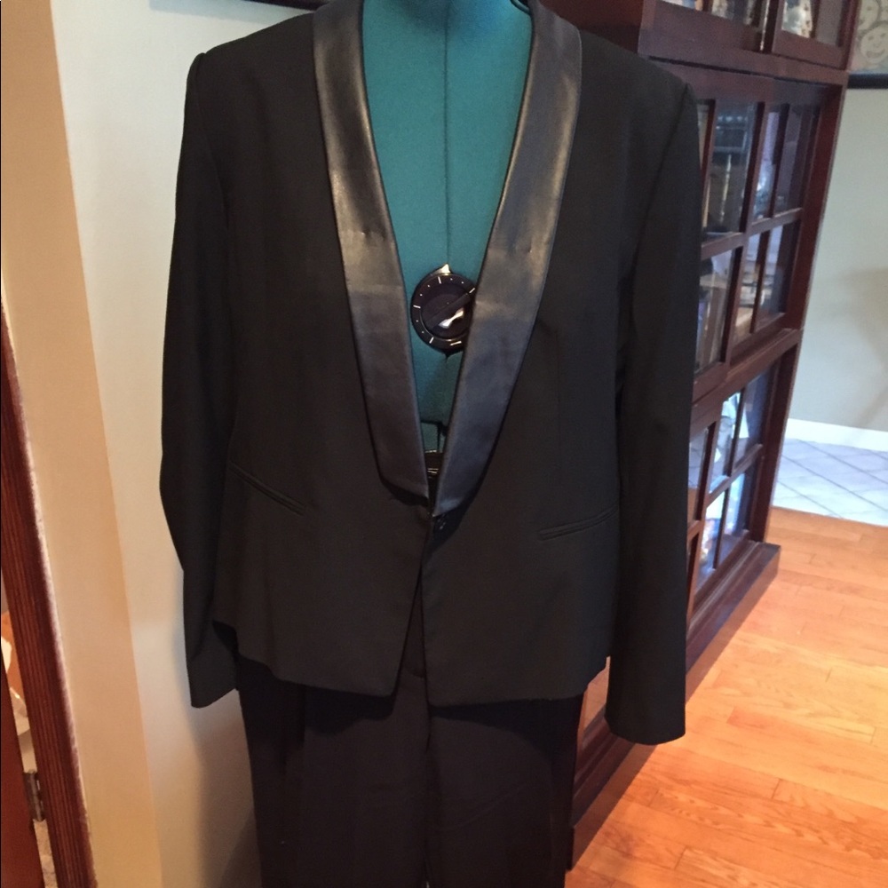 Ann Taylor “leather” trimmed suit